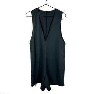 Zara Black Shift Romper Playsuit V Neck Sleeveless size M